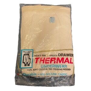 Vintage Kmart Men's Thermal Underwear‎ Ankle Length Drawer Sz L Made in USA New